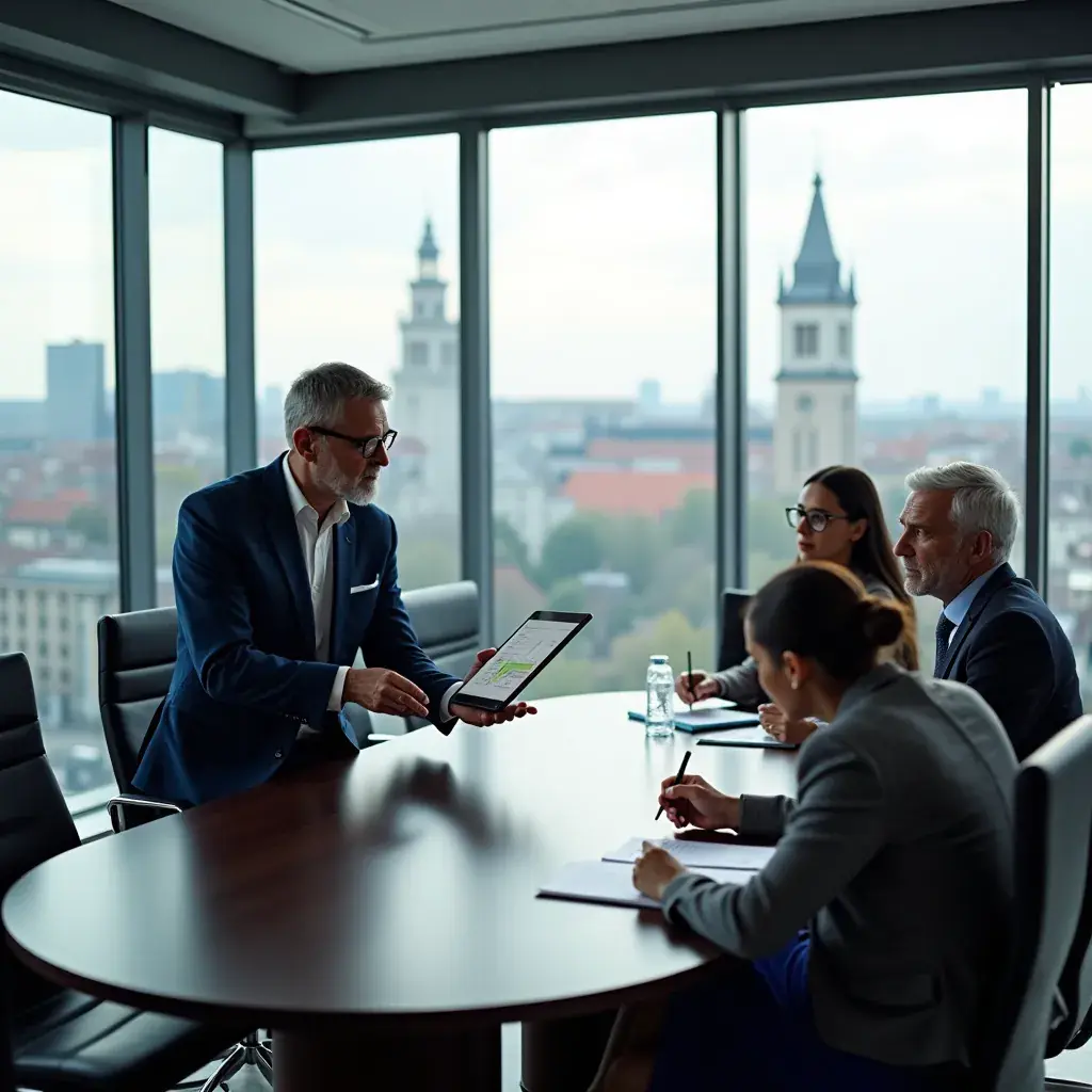 Image d'un bureau avec des brochures sur les services de conseil